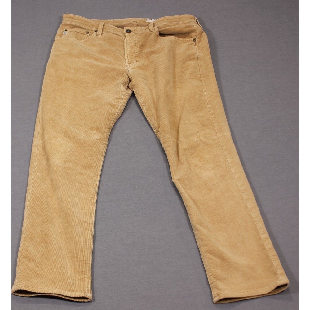 AG Adriano Goldschmied Mens Tan Slim Straight Leg Corduroy Tag Sz 34x34 (36x31)